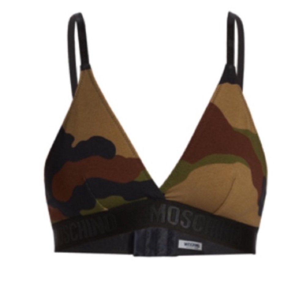 Moschino Multicolor Camouflage Stretch Cotton Triangle Bra Fantasy Print/ size1